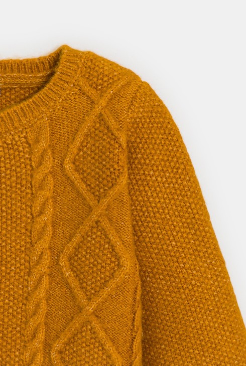 Jaqueta de punt amb trenes groga bebè nena 2
