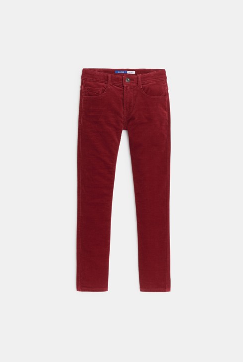 Pantaloni skinny in velluto rosso per bambino 1