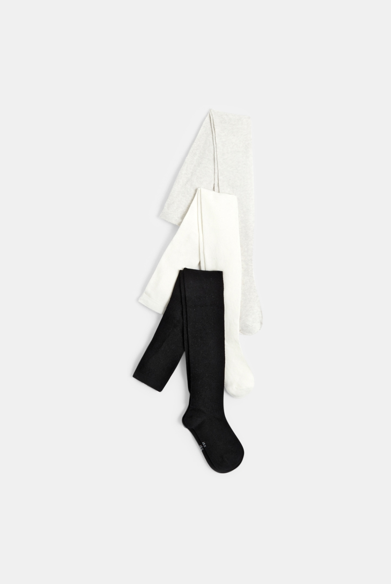Collants chauds en tricot (lot de 3) blanc fille 1