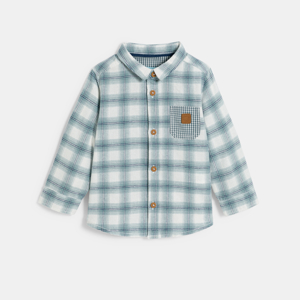 Chemise chaude à carreaux bleu bébé garçon 1