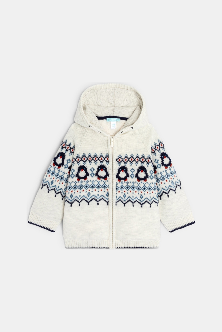Gilet zippé en maille jacquard doublée polaire bébé garçon 1