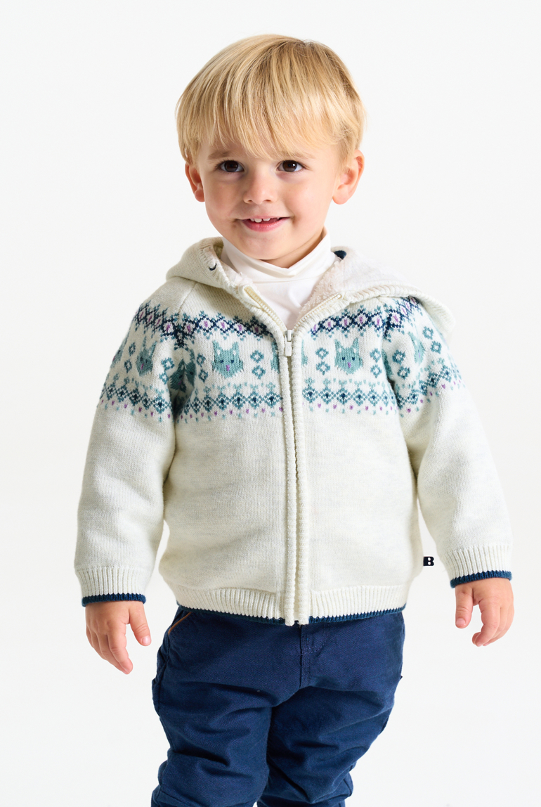 Gilet zippé en maille jacquard doublée polaire bébé garçon 1