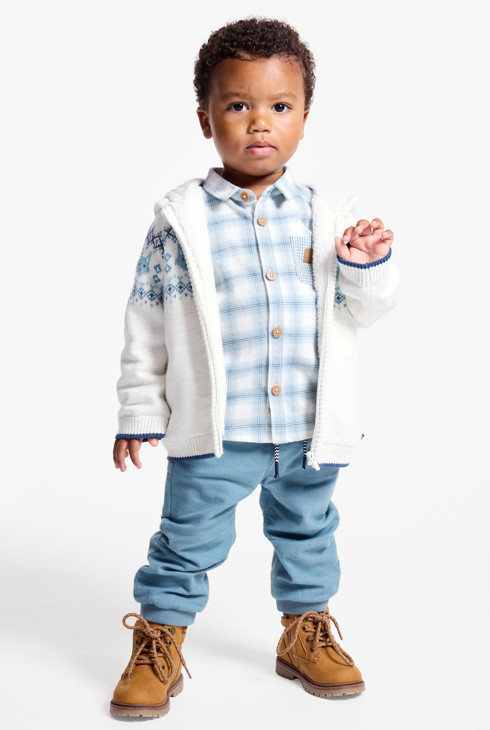 Gilet zippé en maille jacquard doublée polaire bébé garçon 1