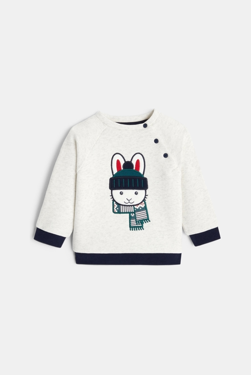 Sweat polaire croisé lapin blanc bébé garçon 1