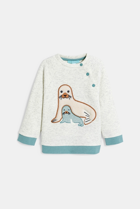 Weißes Sweatshirt in Wickelform Kleinkind Junge 2