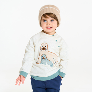 Baby boy's white crossover fleece sweatshirt 1