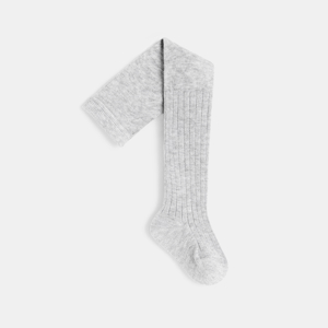 Collants en coton côtelé avec fil brillant gris bébé fille