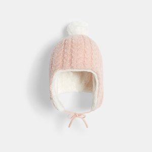 Baby girl's Peruvian knitted hat with pink glitter lining 1