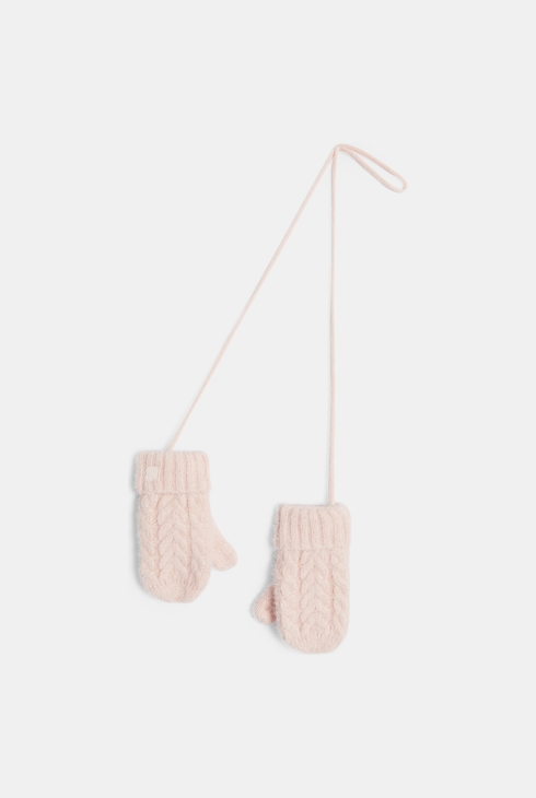 Rosa Fäustlinge aus Krausstrick Kleinkind Mädchen 2