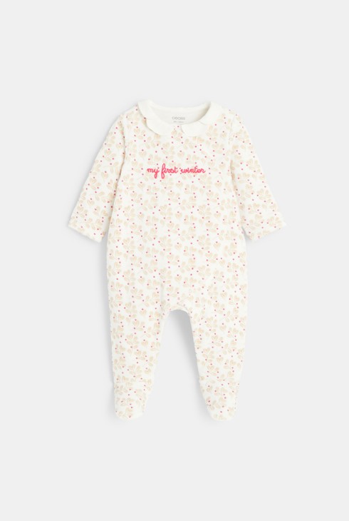 Dekliški cvetlični spalni pajac iz žameta za dojenčke 1