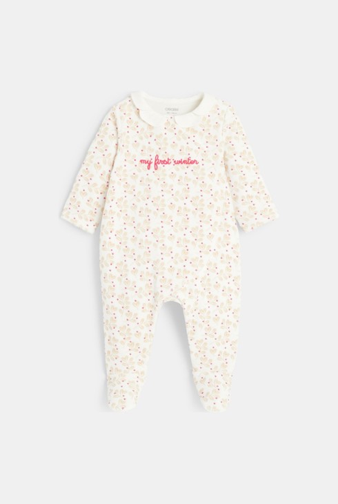 Dekliški cvetlični spalni pajac iz žameta za dojenčke 2