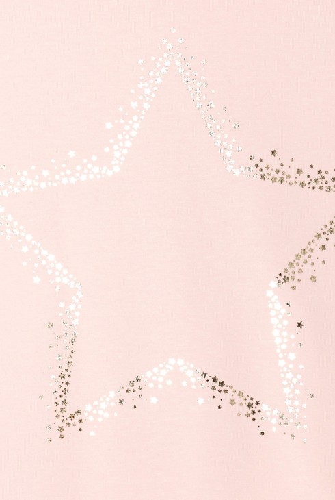 Rosa Rollkragen-T-Shirt mit Sternmotiv Mädchen 2