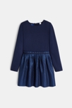 Robe bi-matière bleu marine Fille