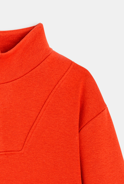 Oranges Sweatshirt mit Truckerkragen 2