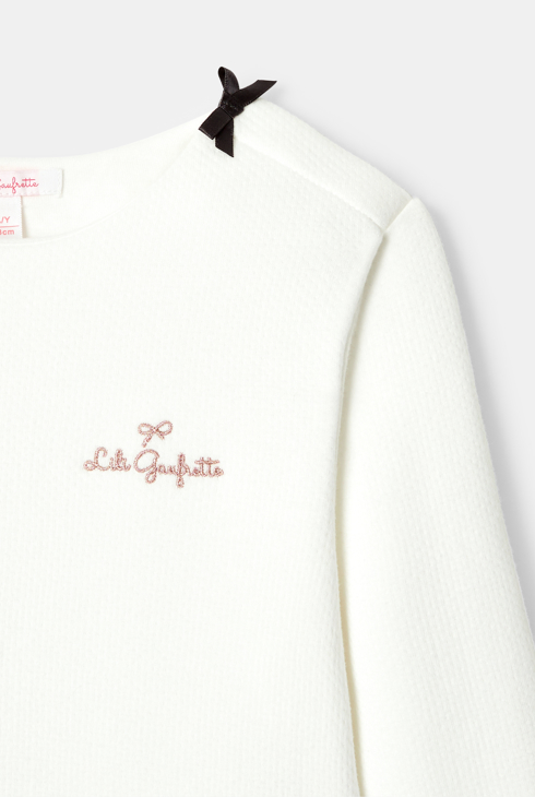 Robe bi-matière molleton et jupon plissé beige fille Lili Gaufrette