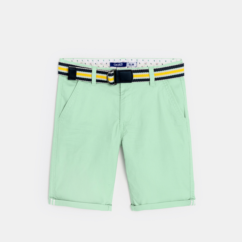 Einfarbige grüne Bermudashorts aus Leinen Jungen