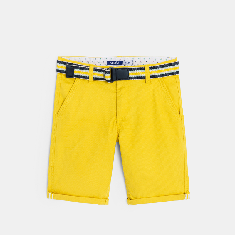 Einfarbige gelbe Bermudashorts aus Leinen Jungen