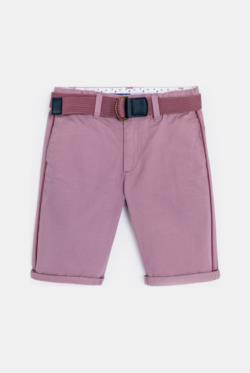 Einfarbige malvenfarbene Bermudashorts aus Leinen Jungen 1