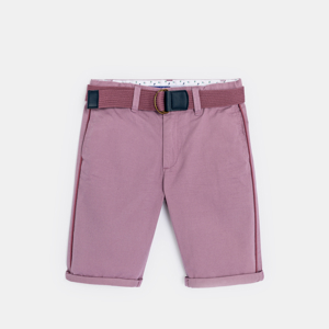 Einfarbige malvenfarbene Bermudashorts aus Leinen Jungen 1