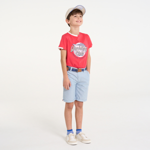 Boy's blue canvas Bermuda shorts + belt 1