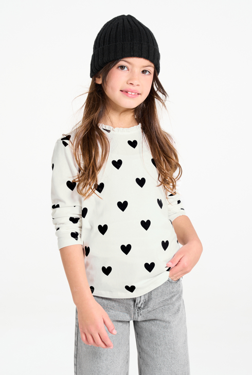 Wit T-shirt met hartjesmotief voor meisjes 1