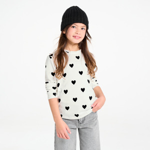 T-shirt motif cœurs blanc Fille 1