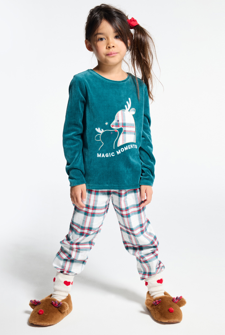Pyjama de Noël vert fille 1