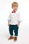 Chemise en velours micro-côtelé imprimée blanc bébé garçon 1