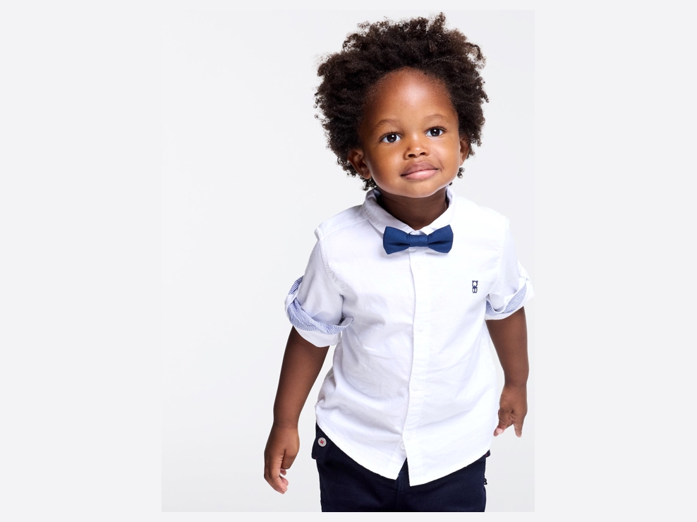 Chemise manches retroussables coton blanc bébé garçon 1