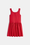 Robe à bretelles unie rouge Fille