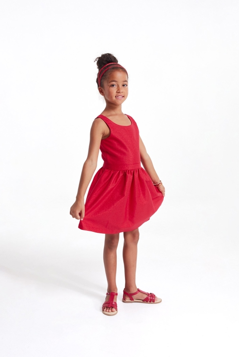 Bedrucktes Trägerkleid einfarbig rot für Mädchen 1