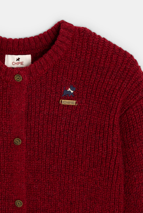 Cardigan col rond rouge fille Chipie