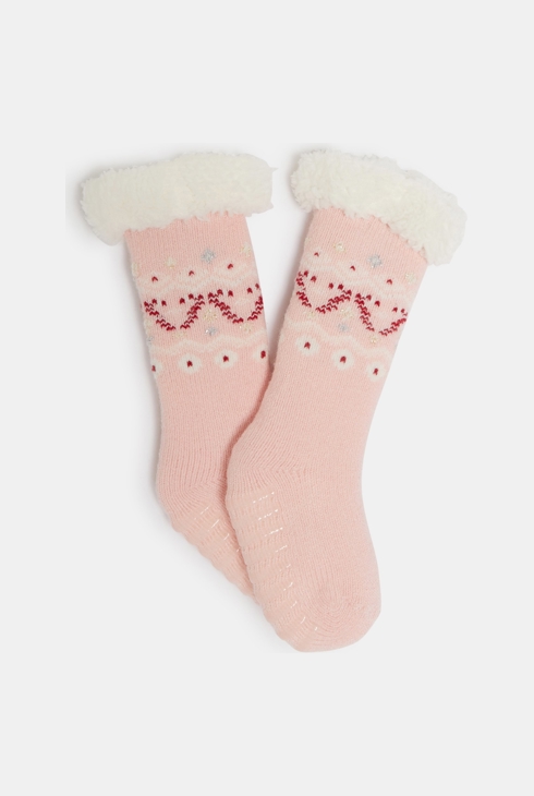 Chaussettes fourrées sherpa antiglisse montagne bébé fille