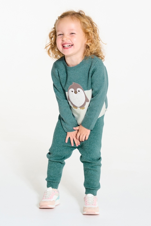 Strickpullover mit gesticktem Pinguinmotiv Kleinkind Mädchen 2