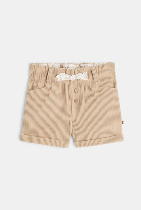 Kratke hlače iz rebrastega žameta z visokim pasom 1