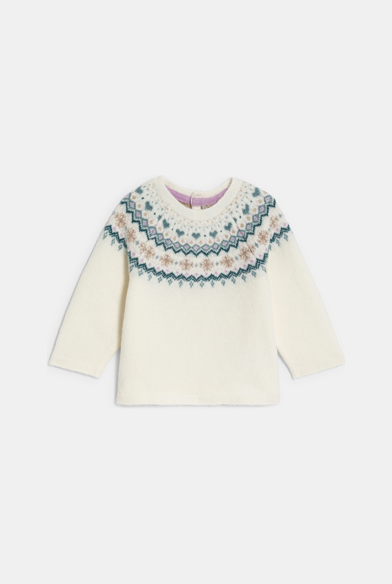 Violetter Strickpullover aus Jacquard Kleinkind Mädchen 1