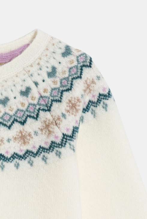 Violetter Strickpullover aus Jacquard Kleinkind Mädchen 2