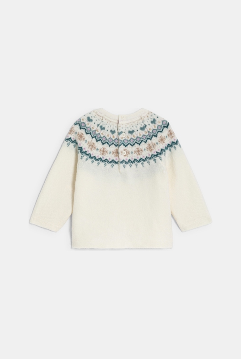 Violetter Strickpullover aus Jacquard Kleinkind Mädchen 2