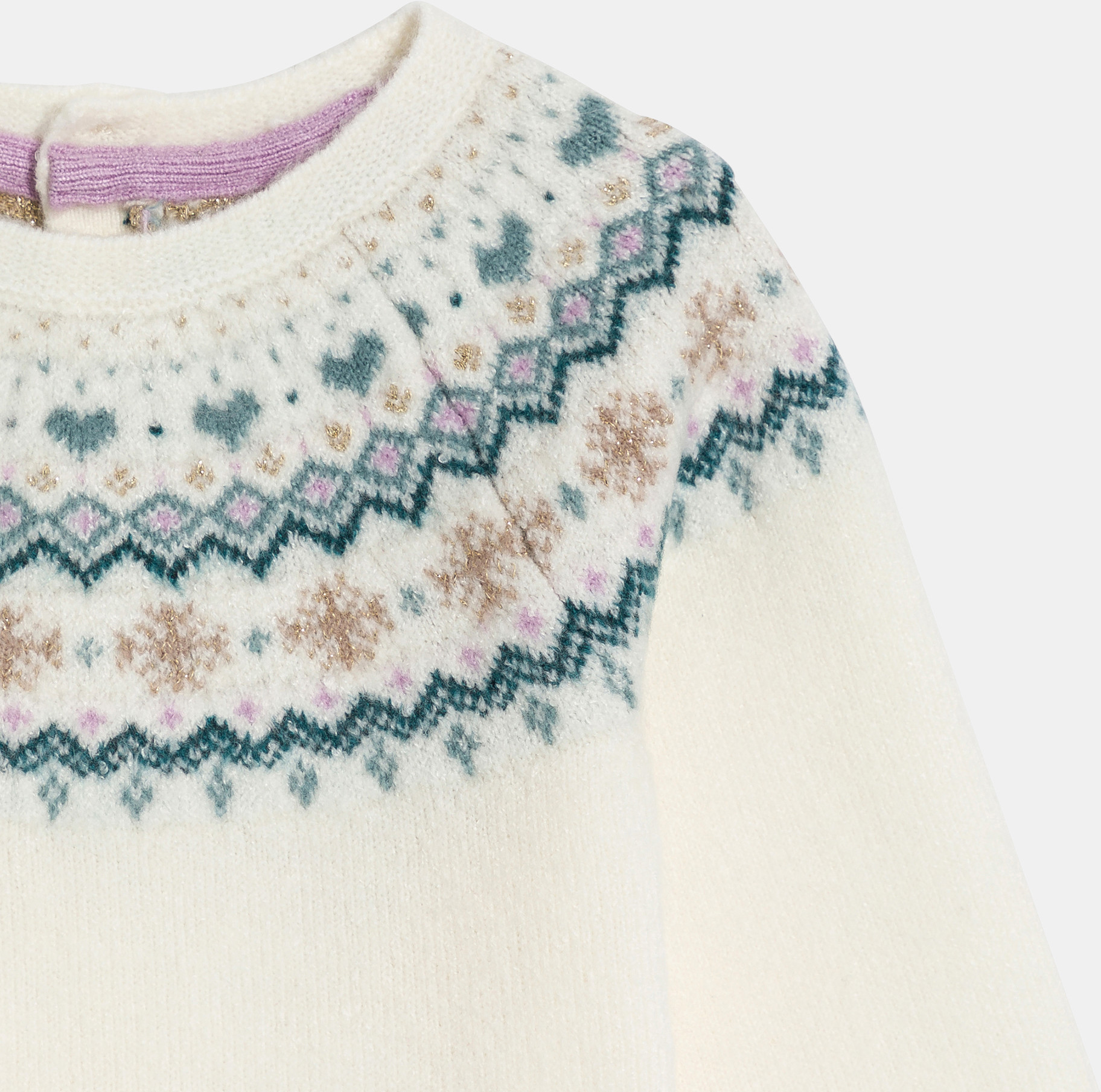 Violetter Strickpullover aus Jacquard Kleinkind Mädchen 2