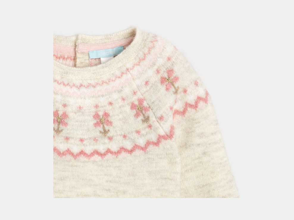 Rosa Pullover aus Jacquardstrick-Gewebe für kleine Mädchen 2