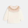 Pull maille tricot jacquard rose bébé fille