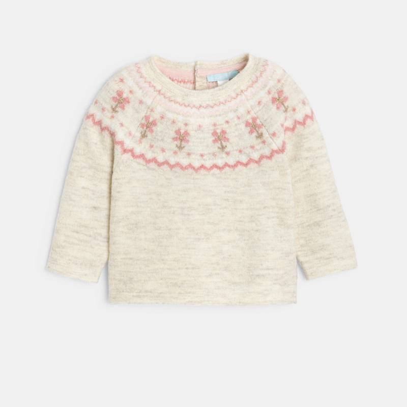 Rosa Pullover aus Jacquardstrick-Gewebe für kleine Mädchen