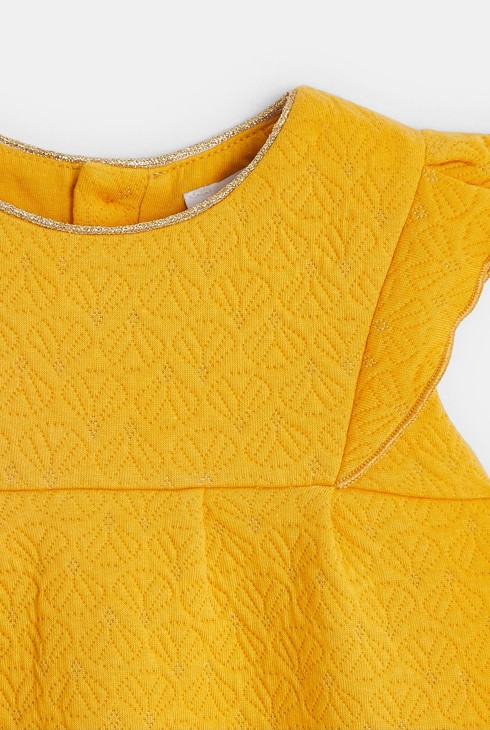 Modisches geblümtes Baby-Kleid aus Baumwolle in Gelb für Mädchen 2