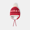 Bonnet péruvien jacquard doublé montagne rouge bébé garçon