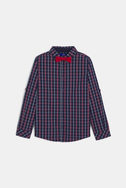 Boy plaid shirt + bow tie 2