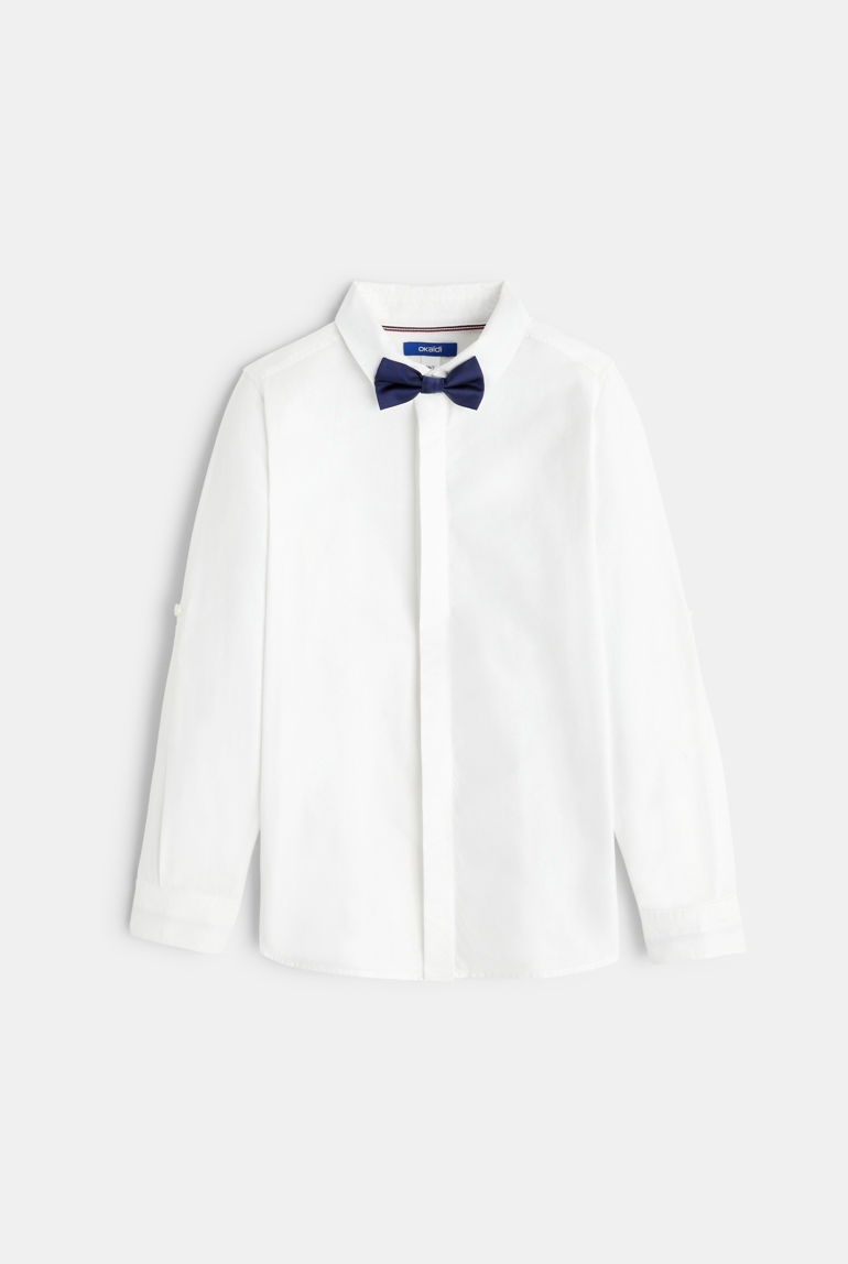 ★LANG&LU★ LIKE BOW TShirtsLIKE BOW WHITE Boy's white shirt with bow tie Okaïdi & Obaïbi