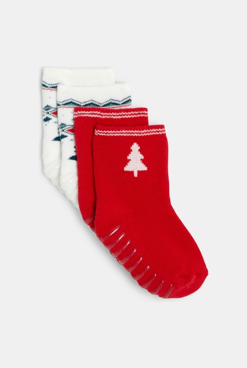 Rutschsichere Bouclé-Socken (2er-Pack) Rot Baby Jungen 1