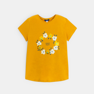 Girl's yellow floral and sequined t-shirt 1