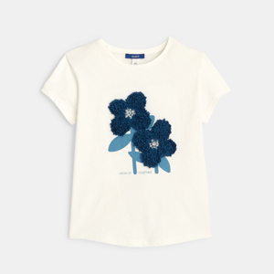 T-shirt à motif en relief bleu fille 1