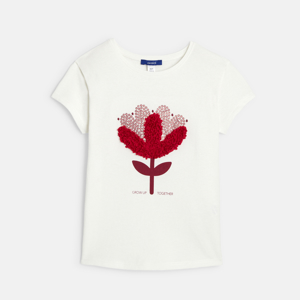 T-shirt con motivo in rilievo rosa bambina 1